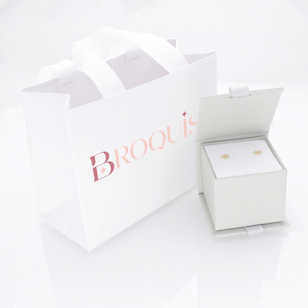 BROQUIS Arete 14k de oro puro con circonita, una hermosa joya de regalo para esa fecha especial, cumpleaños, nacimiento, bautizo, navidad, incluye caja y bolsa de regalo, broquel corazón