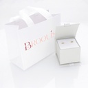 BROQUIS Arete 14k de oro puro con circonita, una hermosa joya de regalo para esa fecha especial, cumpleaños, nacimiento, bautizo, navidad, incluye caja y bolsa de regalo, broquel rueda