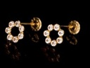 BROQUIS Arete 14k de oro puro con circonita, una hermosa joya de regalo para esa fecha especial, cumpleaños, nacimiento, bautizo, navidad, incluye caja y bolsa de regalo, broquel rueda